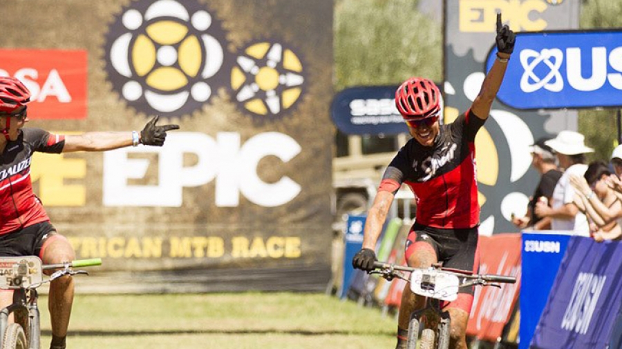 Annika Langvad & Ariane Kleinhans of Spur-Specialized  win stage 2 of the 2016 Absa Cape Epic Mountain Bike stage race from Saronsberg Wine Estate in Tulbagh, South Africa on the 15th March 2016

Photo by Gary Perkin/Cape Epic/SPORTZPICS

PLEASE ENSURE THE APPROPRIATE CREDIT IS GIVEN TO THE PHOTOGRAPHER AND SPORTZPICS ALONG WITH THE ABSA CAPE EPIC

{ace2016}